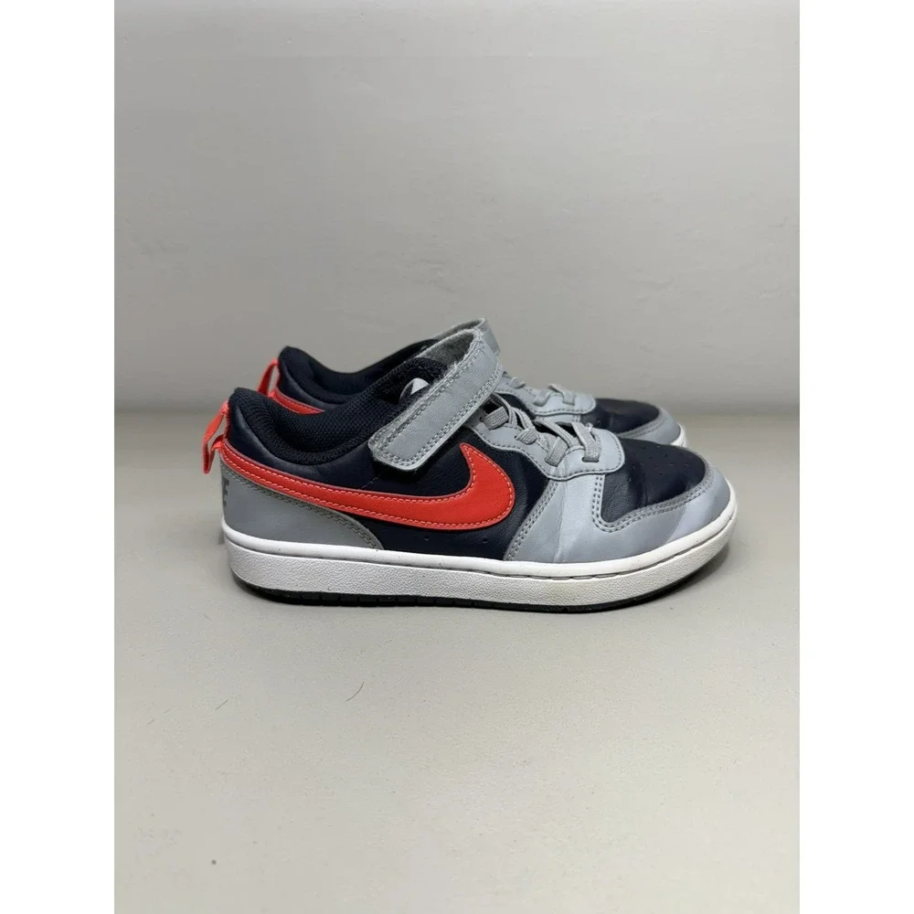 Nike Court Borough Low Recraft Smoke Grey/Bright Crimson DV5457 003 Kids Sz 1.5